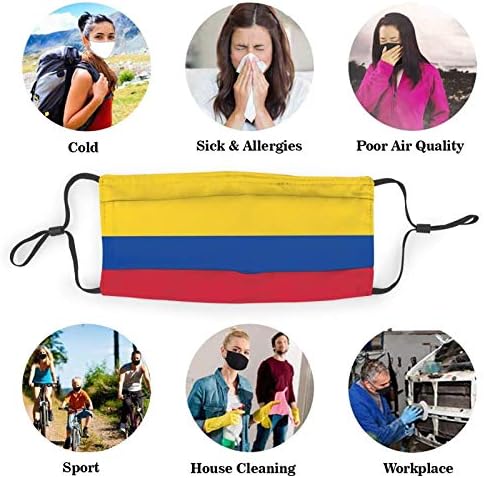 Флаг Колумбия Колумбия Националните Флагове Моющийся Филтър За Устата, за многократна употреба Памук Грижи за Кожата на Лицето за Възрастни, Жени, Мъже Защита