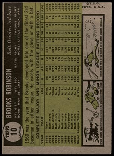 1961 Topps # 10 Брукс Робинсън Балтимор Ориълс (Бейзболна картичка) VG/БИВШ Ориълс