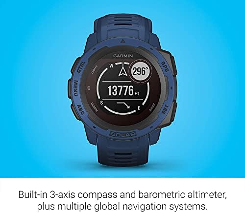 Умни часовници на Garmin - Instinct Solar със здрав GPS система 45 мм - Tidal Blue (актуализирани)
