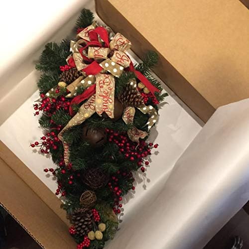 Украшение От Морилки Коледен Американски Ръчно Изработени Обърнато Дърво Грозде, Червени Плодове Коледно Дърво Тин-Тин