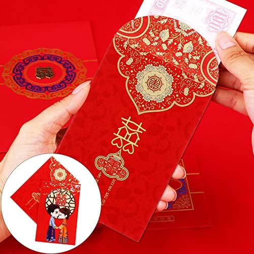 Китайски Червени Джобни Пари 80 бр Китайските Сватбени Червени Пликове Щастливи Парични Пакети Червени Подаръчни