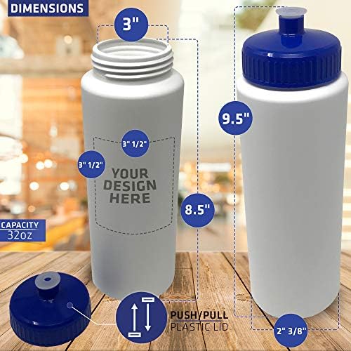 Спортна бутилка за вода CSBD на 32 грама, Многократно пластмаса без бисфенол А, С прибиращ се покрив изтичане улей за напитки, Празни, направени със собствените си ръце