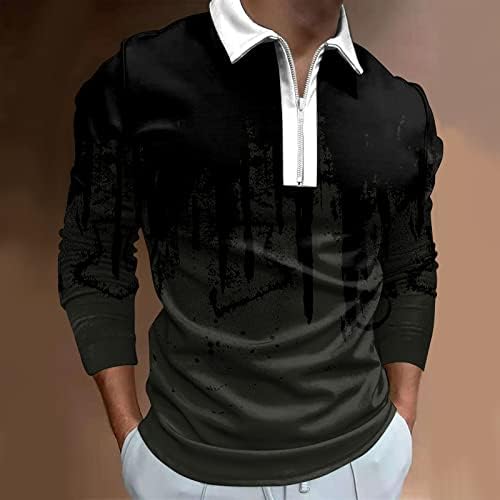XXBR 2022 Нови Мъжки Ризи Поло с Дълъг Ръкав 1/4, Блузи за Голф с цип, Градинска Ежедневни Дизайнерска Риза С
