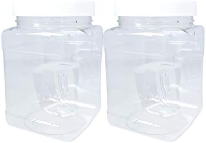 Kelkaa 32 грама, Квадратни кутии от Прозрачен PET пластмаса с широко гърло, с дръжка и капак с бяла Оребрена подплата, Не съдържат