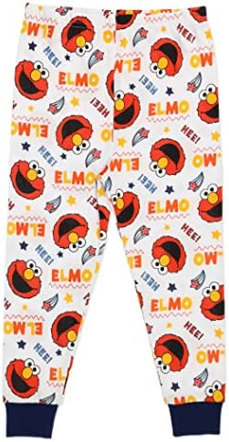 Памучен пижама Улица Сезам, за момчета, Пижамный комплект Елмо от 4 теми, Бял / Червен, размер за деца 2-5