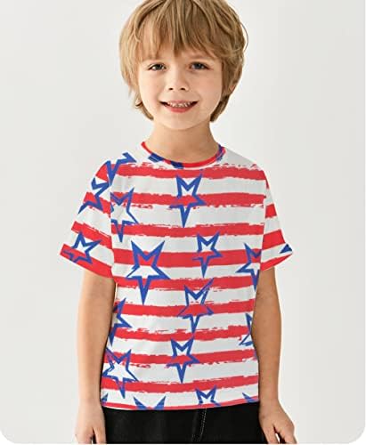 Тениска за малки момчета на 4 юли, Тениска с американския Флаг, Тениска с къс ръкав За Деца 2-8 Години