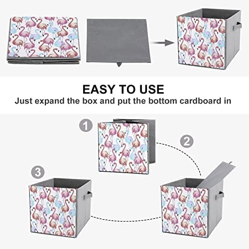 Акварел Фламинго Сгъваем Текстилен Кутия За Съхранение на Кубчета Органайзер Сгъваема Кутия с Дръжки