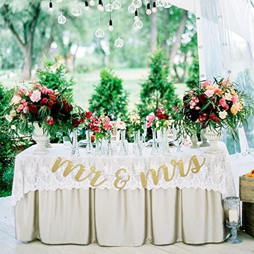 Предварително Опъната Табела г-Н и г-жа за Сватбена маса - Сватбена украса за приемане и церемония, Сватбена Табела Златен