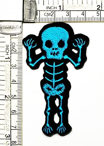 Kleenplus 3 бр.. Син човешки скелет, пришитый желязо, нашивка, бродирана апликация, плавателни съдове, дрехи ръчна