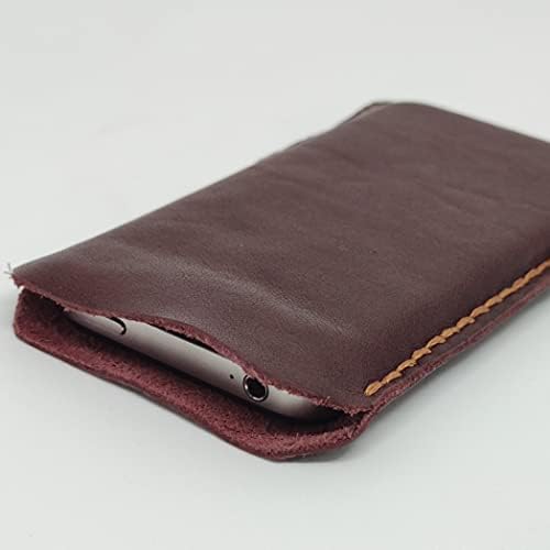 Чанта-кобур от естествена кожа за Apple iPhone 8 Плюс Калъф за вашия телефон ръчна изработка от естествена кожа, Изработен по поръчка Кожен Калъф-чанта за носене, Вертика?