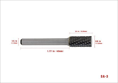 Файл за чеп от волфрамов карбид YUFUTOL SA-3 Цилиндрична форма с двойно рязане (диа на нож е 3/8 X дължина ножове