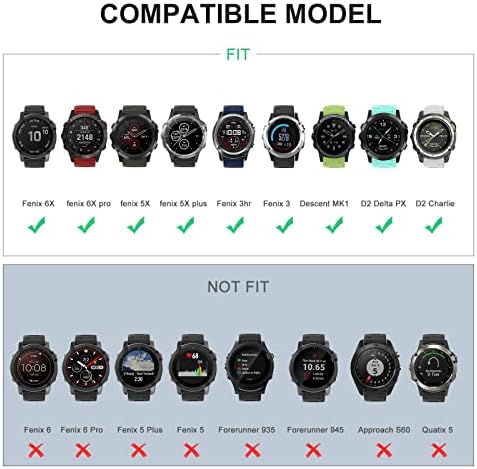 OVERSTEP е Съвместим с каишка за часовник Fenix 6X 26 мм, силиконово каишка QuickFit за умни часовници на Garmin