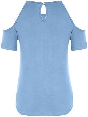 Блузи за Жени, Лятна Секси Туника с Отворени Рамене, Тениски, Лейси Риза с Кръгло деколте, Ежедневни Тениска Свободно