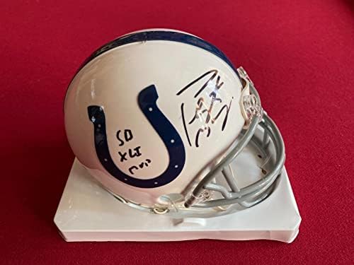Мини-каска Пейтона Мэннинга С автограф (JSA) Colts с MVP (Рядък / Ретро) - Мини-каски NFL с автограф