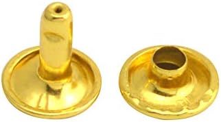 Wuuycoky Златен Двойна Капачка Кожени нитове Тръбни Метални Шипове на Осп 10 мм и стълб 6 мм, Опаковка от 200 групи