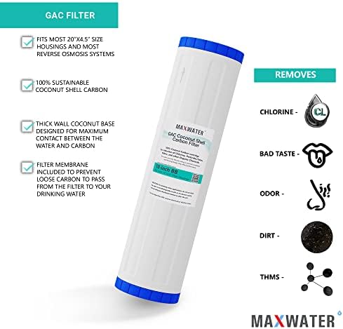 Максимална вода 3 степени (подходящ за градски вода) 20-инчовата система за филтриране на вода за цялата къща - Утайка + GAC