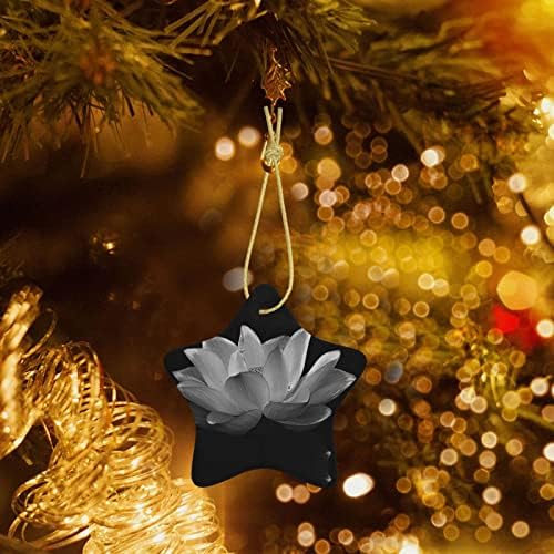 Черно-Бял Лотос 2022 Коледен керамични висулка за украса на Коледната елха