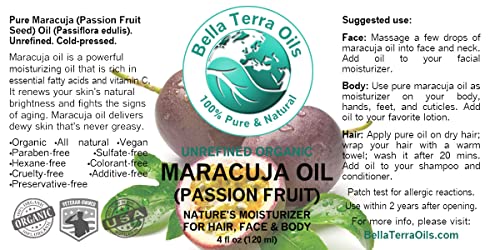 Bella Terra Oils Масло и пасирани плодове (пасирани плодове). 4 грама. Студено пресовано. Нерафинированный. Органичен. Една