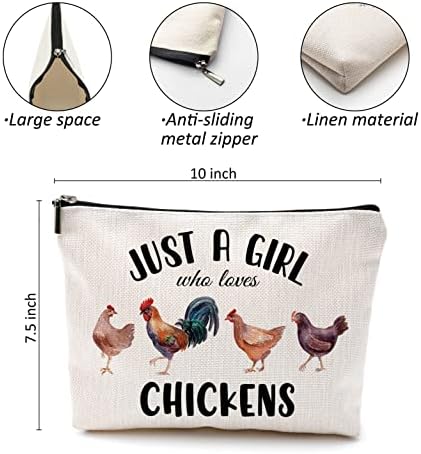 Косметичка OHSUL Just A Girl Who Обича Пилета,Косметичка За Пътуване с Удоволствие Мультяшными Пилета и Пиленца,Подаръци