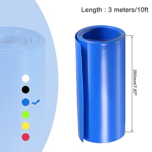 MECCANIXITY Battery Wrap PVC Свиване Тръба 75 мм Плоска 10 Фута Синя Добра Изолация за Отделението блок