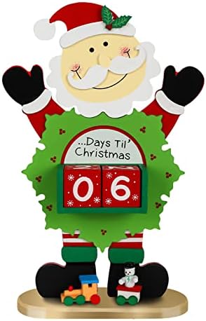 AnyDesign Коледен Обратното Броене Сладък Дядо Обратното Броене Адвент Календар Дървен Блок за Обратно Отброяване на