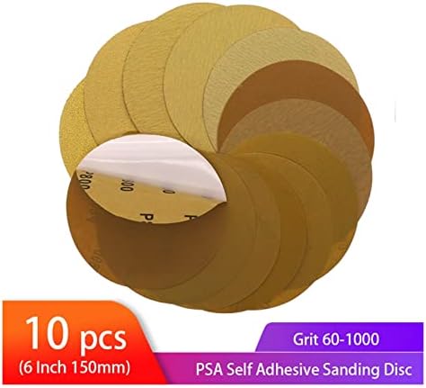 Шкурка за полиране на дърво, метал и 6 Инча 150 Мм Златна самоклеящийся Шлайфане диск PSA, подходящ За суха Wheelhead хартия