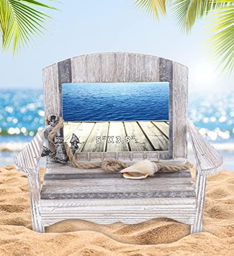 Плажната рамка CoTa Global Silver Sea Chair 5x3,5 - Рамка за снимки от потертого дърво, рамка за снимки, ръчна изработка