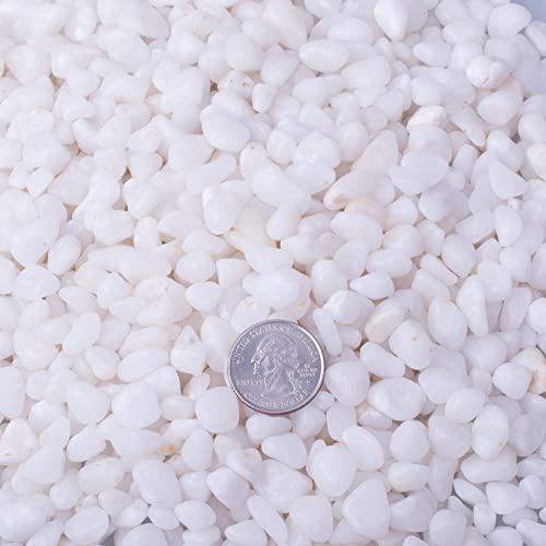 Бял полиран чакъл CFUTABOH, Размера на чакъл 3/8 инча, Естествени Декоративни Гладки речни камъни (1,9 килограма, бяла, полиран