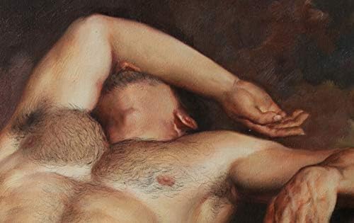 Серия от картини Dongyeeart Мъжки гол природа 03 Артистични щампи + ръчно рисувани, разположена мъжете у дома,