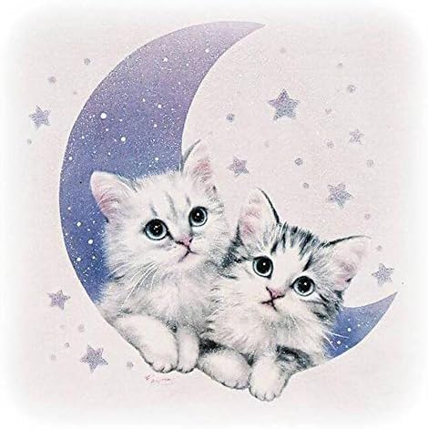 Комплекти диамант живопис за възрастни 5D САМ е Кръгла Бормашина Диамант на номер Комплекти – Alloyseed Сладък Котки на Луната