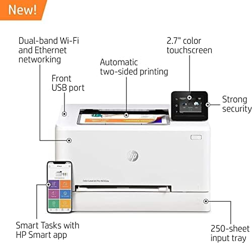 Безжичен лазерен принтер HP Color Laserjet Pro M255dw, Однофункциональный, Бял - 22 стр./мин., 600 x 600 dpi, 8,5 x