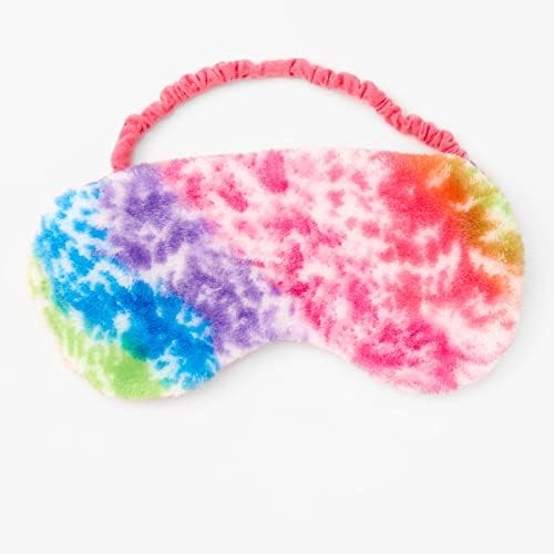 Детска маска за сън Claire's Plush Rainbow Вратовръзка Боядисват Kids - Супер Мека Сладка Цветна Маска за сън, за момичета, подарък за парти с преспиване на рождения си ден - Елас