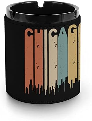 Ретро 1970-те години Чикаго Кожена Цигара, Пепелник За Пури, Държач За Пепел, Преносим Настолен Пепелник За