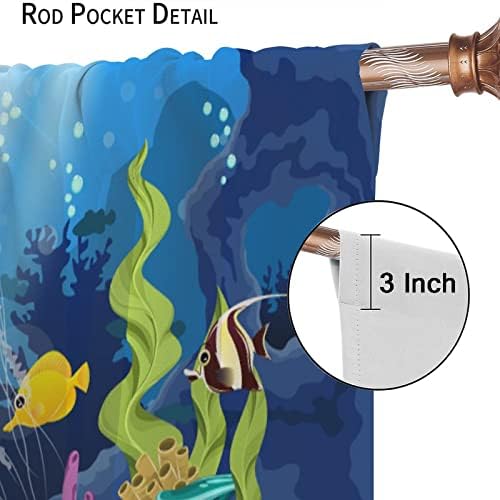 Океанските Завеси Под вода Цветни Медуза Риба Карикатура на Животните Арт Принт за Детска Спалня Декор Хол Пръчка в Джоба