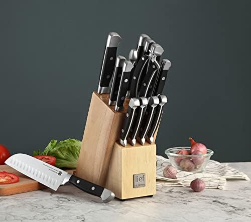 Набор от ножевых блокове от немска стомана марка LIEF + SVEIN, комплекти кухненски ножове от 15 теми. Немска неръждаема стомана