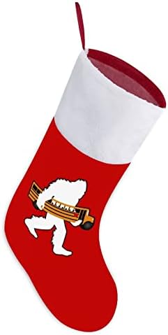Снежен Човек, Носещ Училищен Автобус, Коледни Чорапи от Червено Кадифе, с Бял Пакет шоколадови Бонбони, Коледни