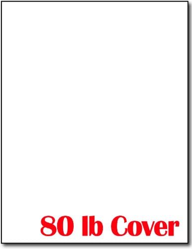 Плътен бял картон 8,5 x 11 - Плътна хартия за печат на мастилено-Струен / Лазерен картон 80 паунда (20 листа)