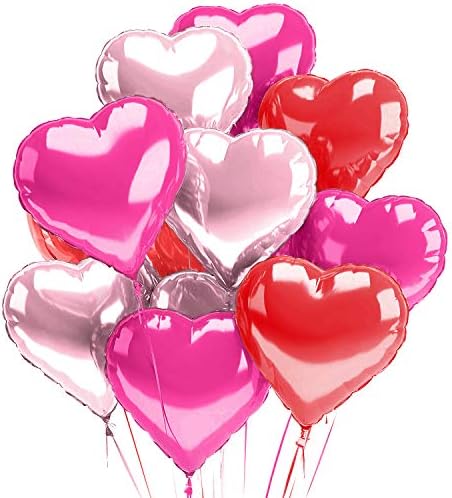 Ярко Розови Балони във формата на сърца, 15 опаковки - балони във формата На Сърце За Свети Валентин - Майларовые Розово-Червени