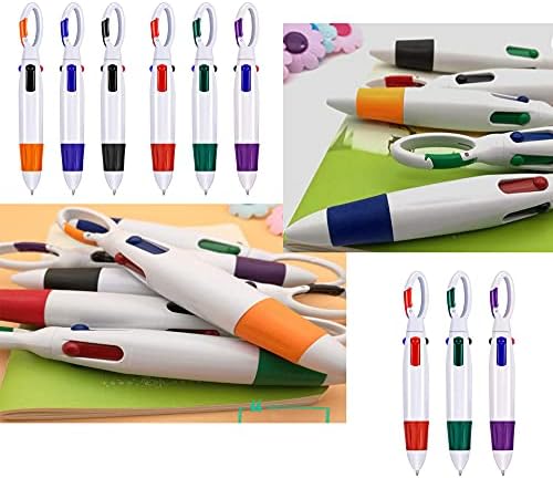 Aduewik 30 бр Внасянето на Химикалки на Едро 4 Цветни Дръжки в Една 4 в 1 Дръжка 1,0 Дръжки Прибиращи Многоцветни Химикалки с Катарама Ключодържател отгоре за Училище Офис