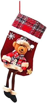 AFEIDD Коледна Украса на Коледни Чорапи, Окачване Кукла, Кукла 3D Ленени Чорапи Чанта Дългите Коледни Чорапи,