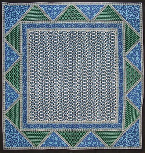 Индийското Изкуство Геометрична Декорация от Пдк в памучна Покривка 70 х 70 Син цвят