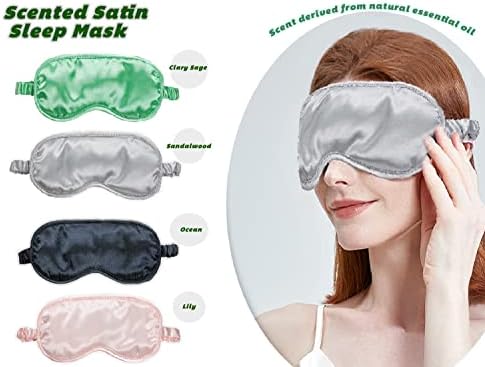 Ароматизира Сатен маска за сън Маска за очи 4 на разположение на вкус / цвят (Цвят сив / сладкиш от маслено дърво)...