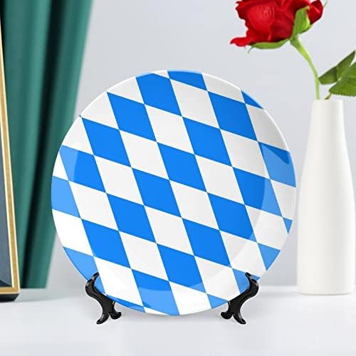 Декоративна Чиния с Флага на Бавария, Кръгли Керамични Плочи с Поставка за вашия Офис, Сватбен Декор