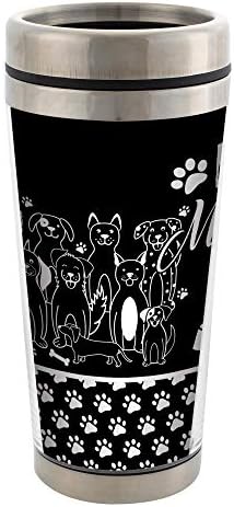 Пътна чаша Elanze Designs Dog Mom от Неръждаема Стомана, 16 унции с Капак