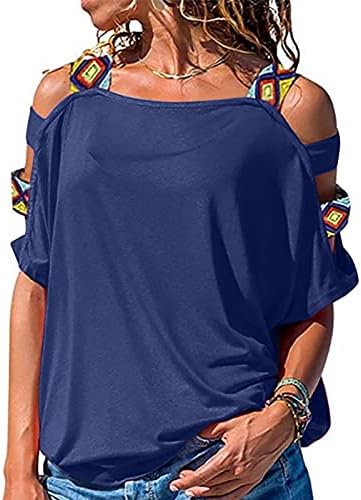 Дамски Ежедневни Блузи С открити Рамене - Дамски Летни Тениски, Туника С Къс Ръкав, Блузи С Открити Рамене на