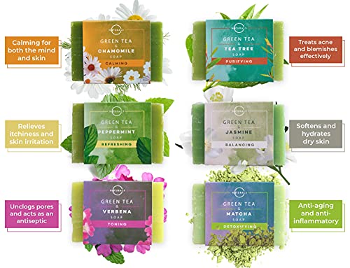 O Естествен Сапун от зелен Чай + Ботанически Сапун + Цитрусови сапун, Напълно естествено Брусочное Сапун Общо 18 броя
