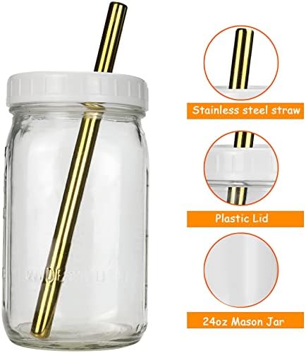 Pckydo Bubble Tea Cups 2 опаковки за Многократна употреба Чаши за шейкове с широко гърло, Чаши за Кафе С лед, с Бели Капаци