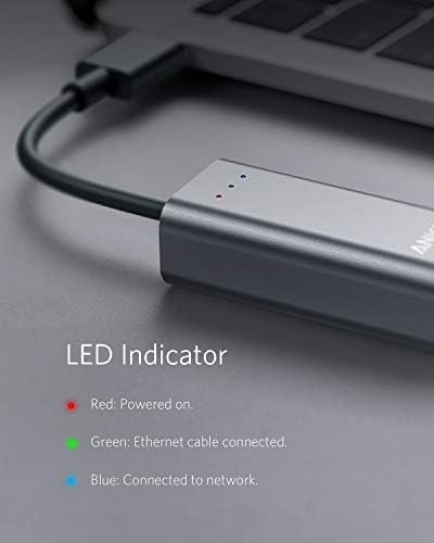 Адаптер Anker USB C-Ethernet, Преносим 1-Gigabit мрежов хъб, 10/100/1000 Mbit/s, за MacBook Pro, iPad Pro 2019/2018,