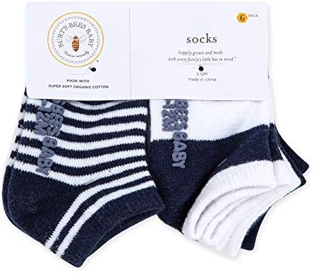 Бърт Bees Baby унисекс -чорапи за новородено, 6 комплекта на щиколотке или глезена с нескользящими дръжки, изработени от органичен