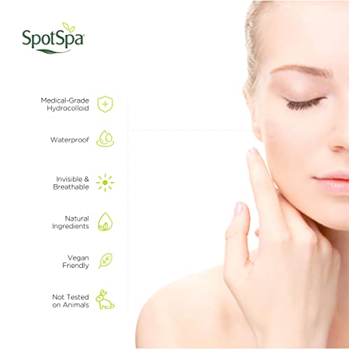 SpotSpa Петна от акне Опаковка от 72 Гидроколлоидных Прозрачни Невидими band-спин от Акне, за кожата – Етикети за бързо Заздравяване на петна за лице и тяло